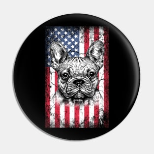 Patriotic French Bulldogs American Flag Pin