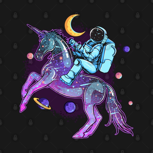 Astronaut With Unicorn by Space-T
