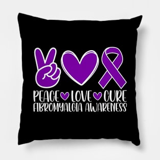 Fibromyalgia Awareness Peace Love Cure Pillow