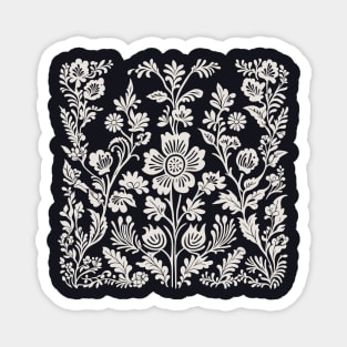 White floral scandinavian pattern Magnet