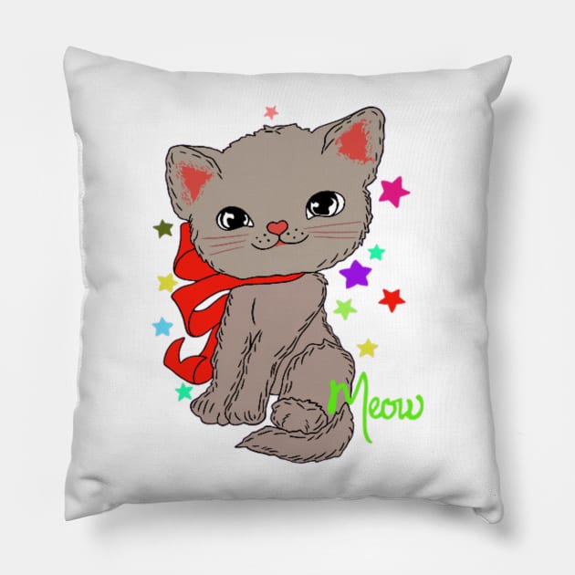 Cat Meow Pillow by SaBa Store