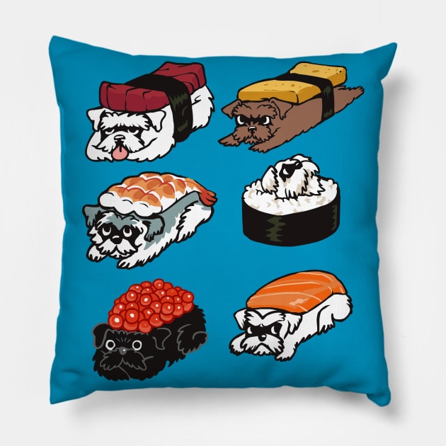 Sushi Schnauzer Pillow by huebucket