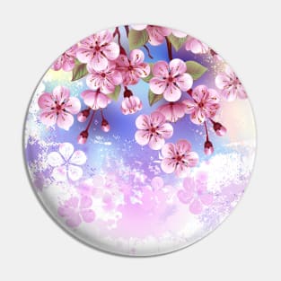 Pink sakura on textured background Pin