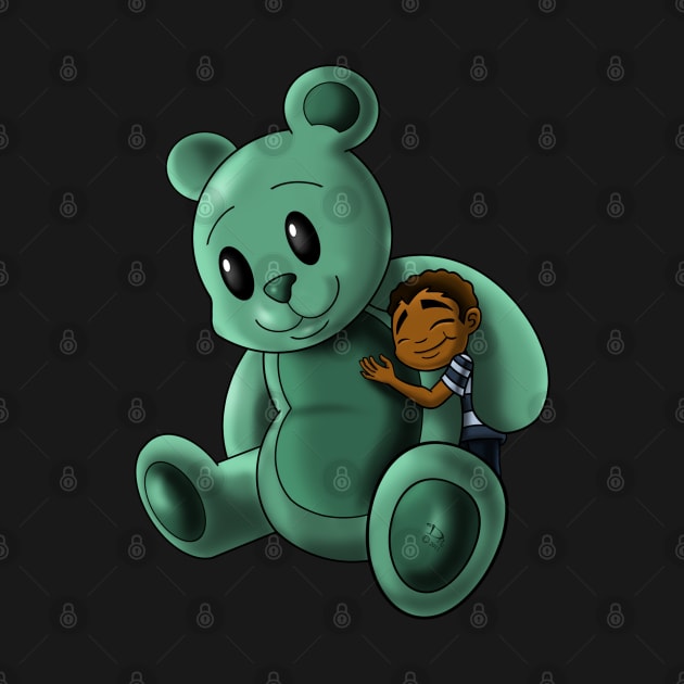 African American Boy and Teddy Bear by treasured-gift