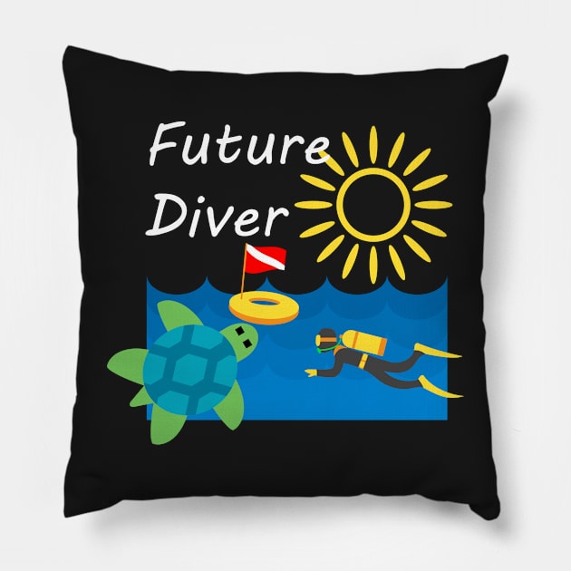 Children's Clothing Future Diver, with white lettering Pillow by VelvetRoom