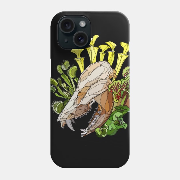 Opossum Skull With Carnivorous Plants Phone Case by Tinker and Bone Studio