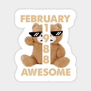 February 1988 Awesome Bear Cute Birthday Magnet