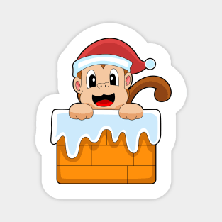 Monkey Christmas Santa hat Magnet