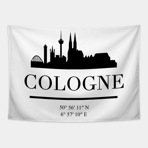 COLOGNE GERMANY BLACK SILHOUETTE SKYLINE ART Tapestry by deificusArt