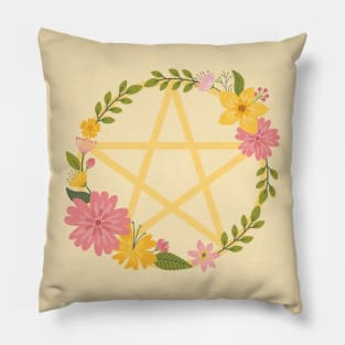 Midsummer Floral Pentacle Design Cheeky Witch® Pillow