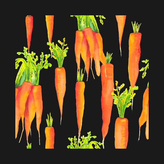 Watercolor carrots illustration in pattern repeat by kittyvdheuvel