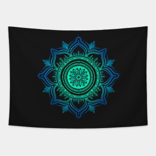 Mandala Zen Design Green and Blue Tapestry