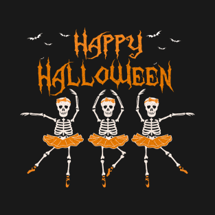 Happy Halloween Skeleton Ballerina TShirt - Dancing Ballet T-Shirt