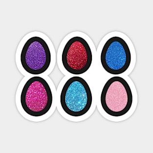 Colorful Faux Glitter Easter Eggs Magnet