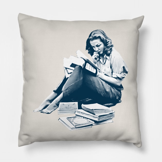 Sylvia Plath / Retro Duotone Fan Design Pillow by unknown_pleasures