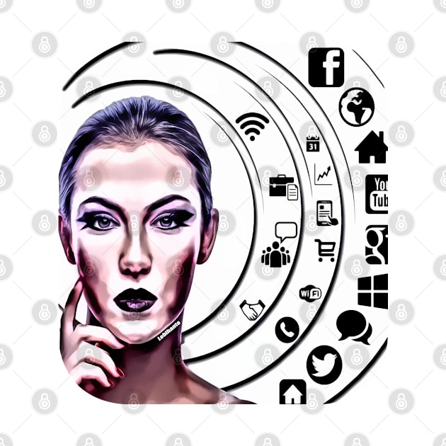 Woman serious social network make money by Lebihanto