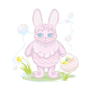 Easter pink bunny with a basket of eggs T-Shirt