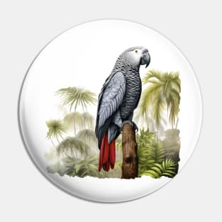 African Grey Parrot Pin