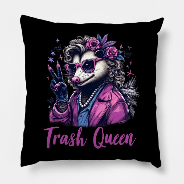 Opossum Lady Trash Queen Pillow by DarkWave