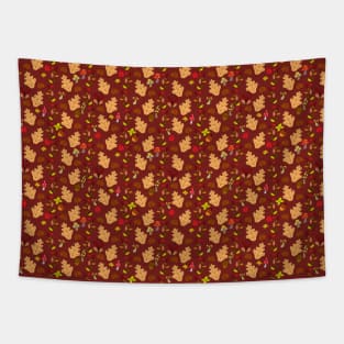 Red Brown Autumn Leaf Pattern Tapestry