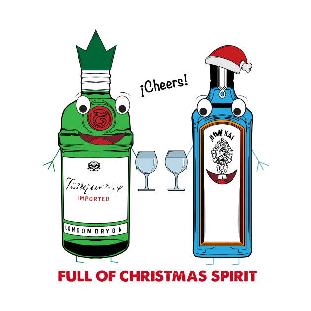 Gin Full of Christmas Spirit - funny drinking bottle cheers! by tshirtbuy