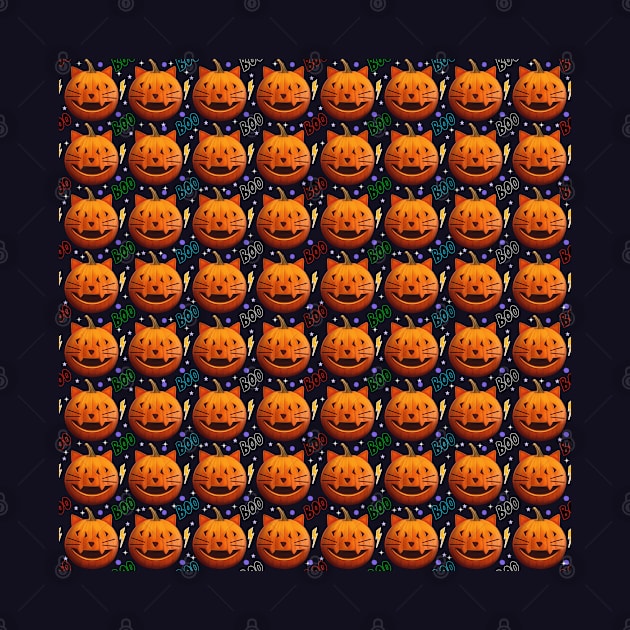 Pumpkin the cat Halloween pattern by Meakm