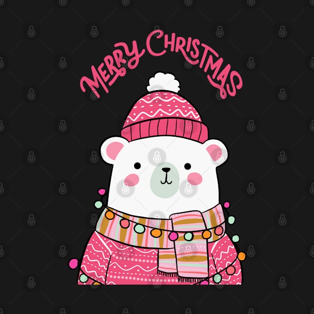 Merry Christmas a cute polar bear ready for the holiday by Yarafantasyart