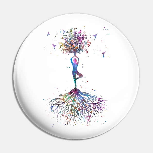 Yoga tree with hummingbirds Pin by RosaliArt