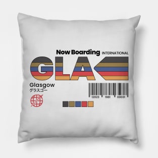 Vintage Glasgow GLA Airport Label Retro Travel Scotland Pillow