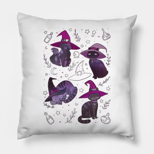 Cute fantasy space witch cats Pillow