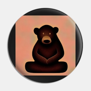 Brown Bear In Contemplation Sitting Peacefully Meditating Illustration Pin