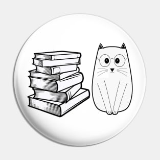 Cute Book Nerd Cat - Funny Nerdy Kitten Pin