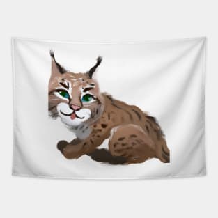 Cute Bobcat Drawing Tapestry