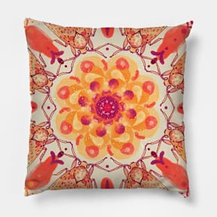 Tangerine Moth Mandala Pillow