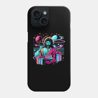 RAMEN JESUS PLANETS UNIVERSE RETRO 80'S NEON VIBE Phone Case