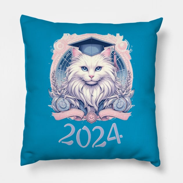 Graduation 2024 Majestic Cat Pillow by Malus Cattus