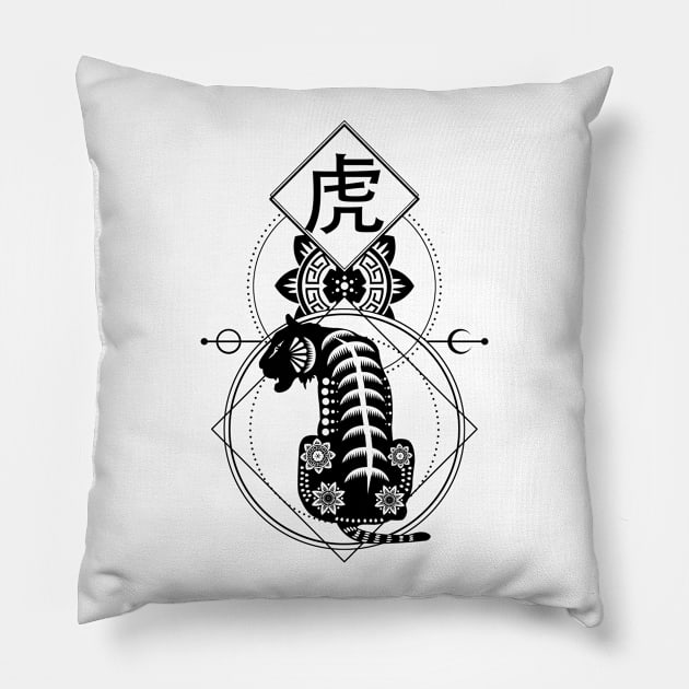 Chinese, Zodiac, Tiger, Astrology, Star sign Pillow by Strohalm