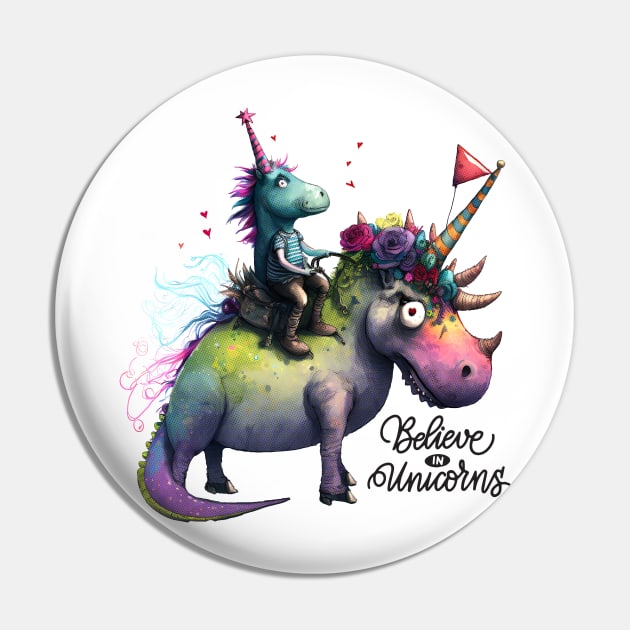 Believe in unicorns t-shirt Pin by PunkPolicy