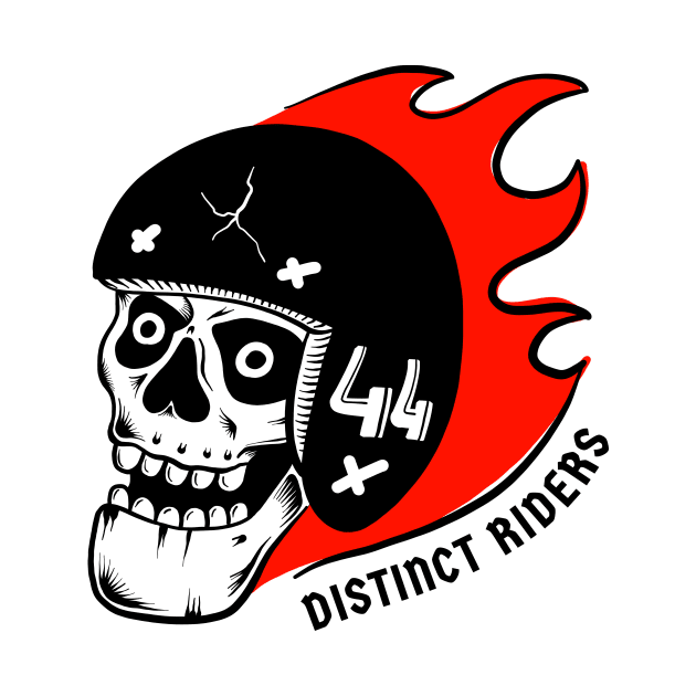 Distinct Riders – Rider 44 - Skull with flames - dark version by distinctriders