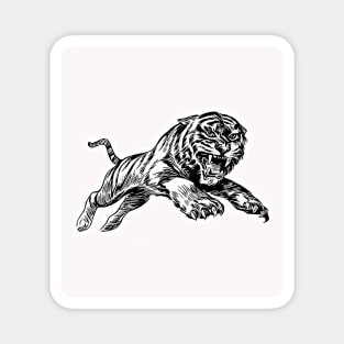 Tiger on the attack Magnet