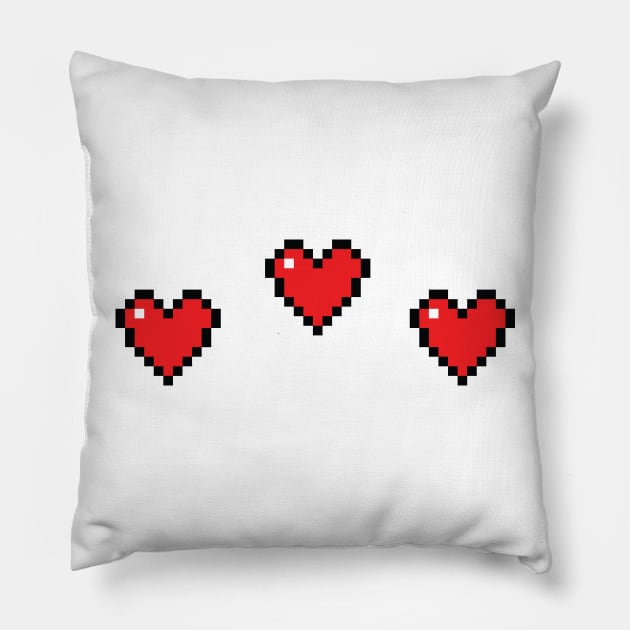 Retro Life Bar - 3 Hearts Pillow by Scipio