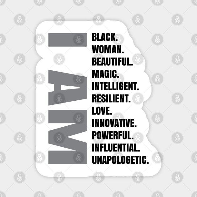 I AM | Black Woman Magnet by UrbanLifeApparel