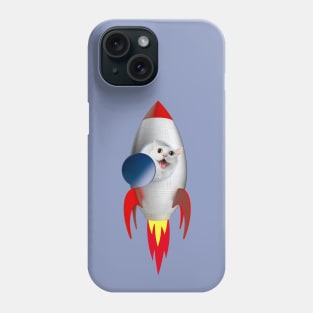 Funny Rocket Kitty (White Kitty) Phone Case