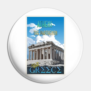 The Parthenon Retro Travel Poster Pin