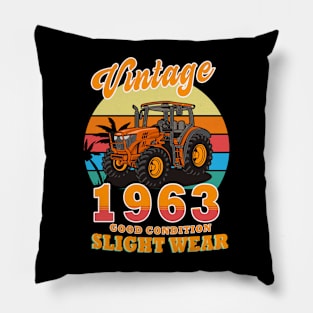 Vintage Est 1963 Farmer Tractor 60th Birthday 60 Years Old Pillow