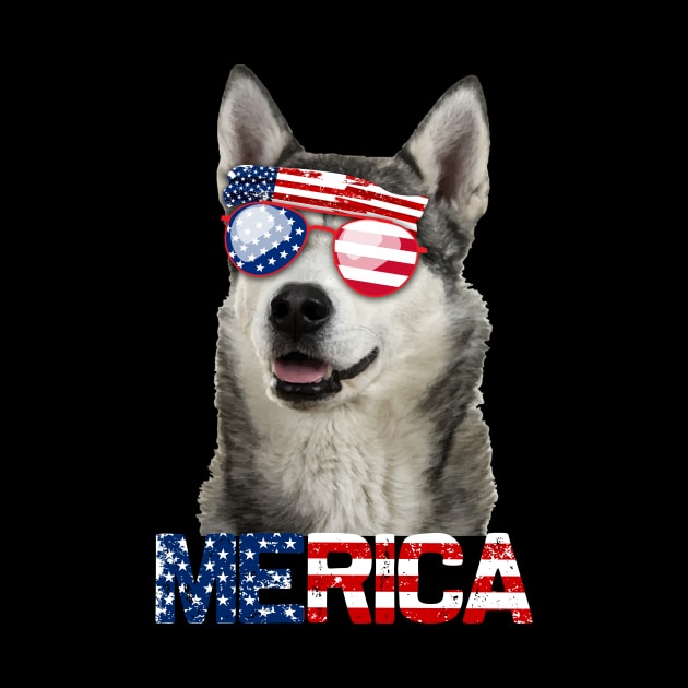 Merica Siberian Husky Dog American Flag 4Th Of July by jrgenbode