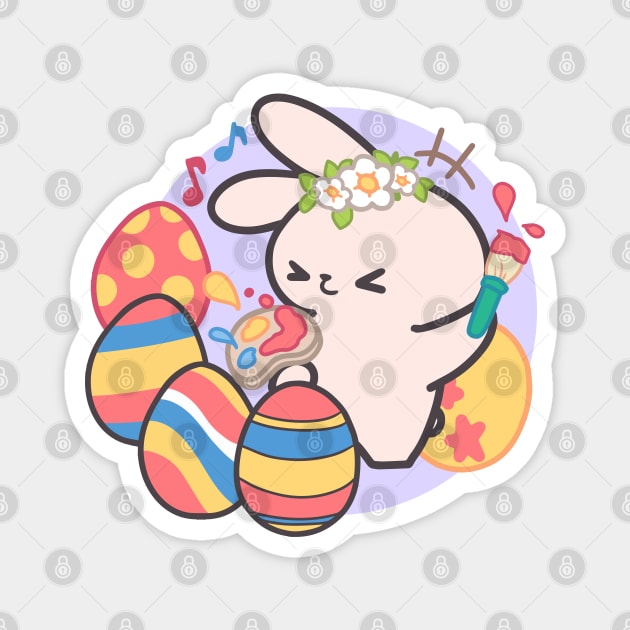 Easter Egg Excitement: Loppi Tokki Prepares for Easter by Coloring Vibrant Eggs! Magnet by LoppiTokki