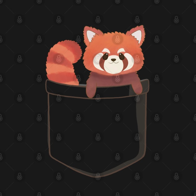 Cute Red Panda in a Pocket by awesomesaucebysandy