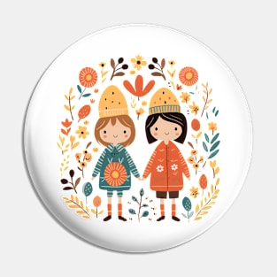 Scandinavian Folk Art Couple 2 Pin