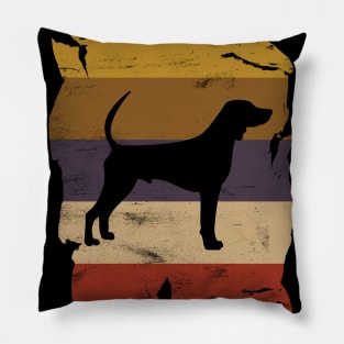 Black and Tan Coonhound Distressed Vintage Retro Silhouette Pillow